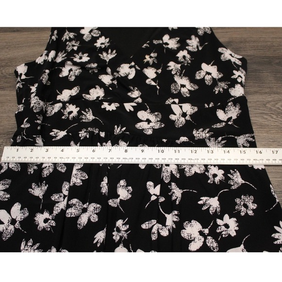 Chaps Black Floral Sleeveless Dress Summer Casual Lightweight - L - Picture 8 of 13